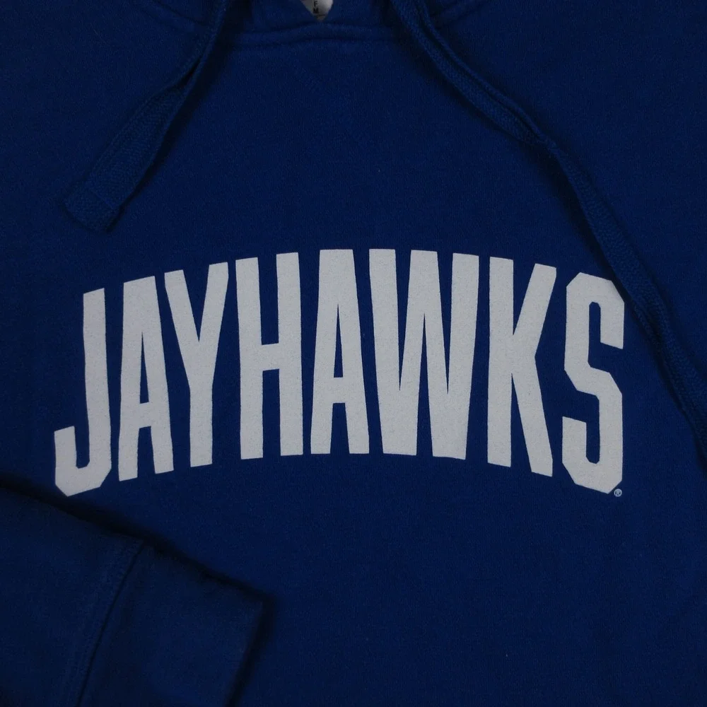 Kansas Jayhawks Sweater Mens Medium Blue Hoodie Sweatshirt Adidas Basketball EUC